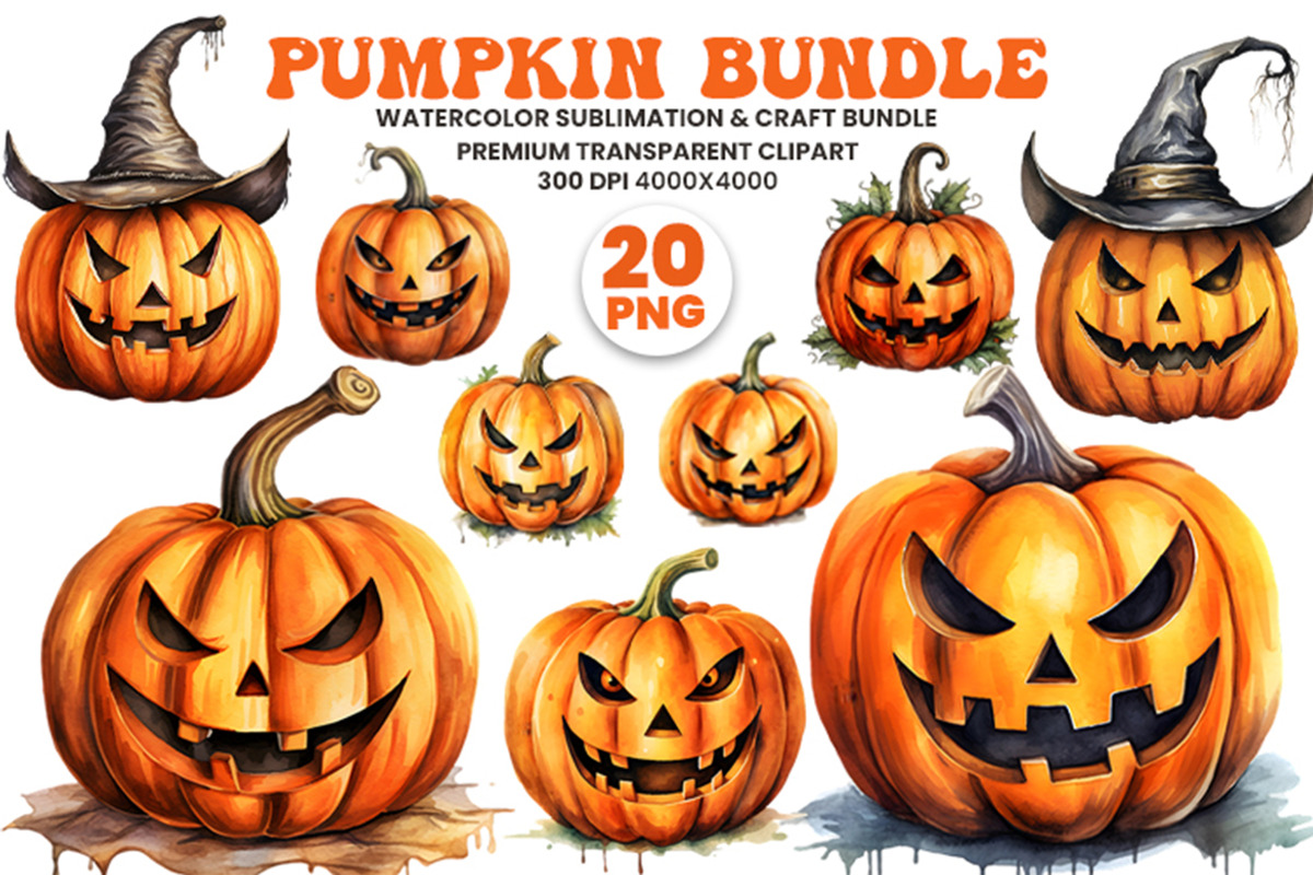 Halloween Jack-o-lantern PNG Bundle, a Seasonal Illustration by Creative Arslan (Photo 1 of 11)