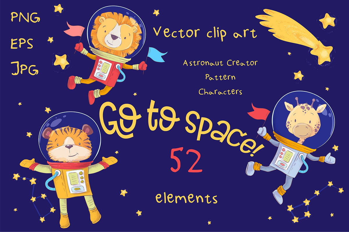 Space – vector clip art, an Animal Illustration by Yuliya Art (Photo 1 of 8)