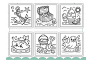 Bold Easy Cute Summer Coloring Pages, a Seasonal Illustration by Akrinity Digital (Thumbnail 3 of 4)