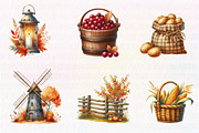 Watercolor Autumn Farm Clipart, an Illustration by CreationArt (Thumbnail 2 of 6)