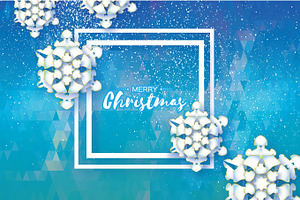 Origami Snowfall. Merry Christmas Greetings Card. White Paper Cut Snow Flake. Happy New Year. Winter Snowflakes. Square Frame. Space For Text. Holiday