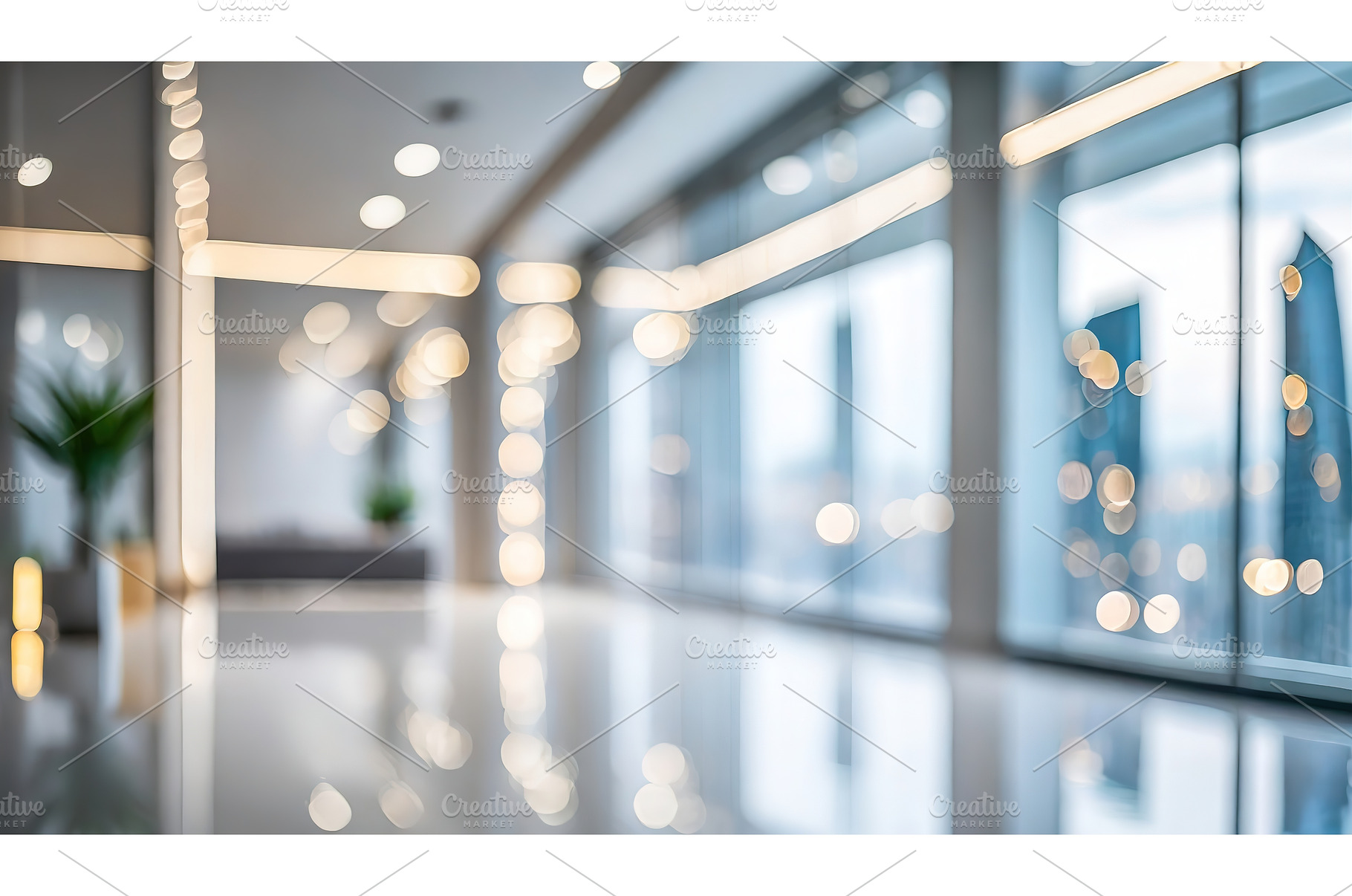 Blurred modern interior with large, an Architecture Photo by Igor Tichonow