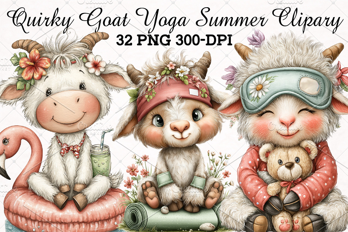 Quirky Goat Yoga Summer Sublimation, an Illustration by RobertsArt (Photo 1 of 5)
