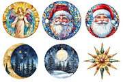 Christmas Stained Glass Clipart, a Seasonal Illustration by CitraGraphics (Thumbnail 3 of 8)