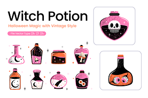 Witch Potion Bottles Collection, an Object Illustration by Invasi Studio