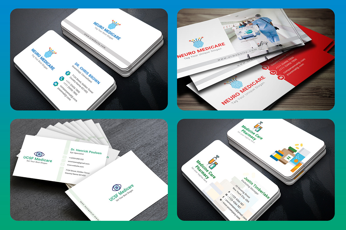 Medical Business Cards Bundle, a Business Card Template by graphicsunday (Photo 3 of 6)