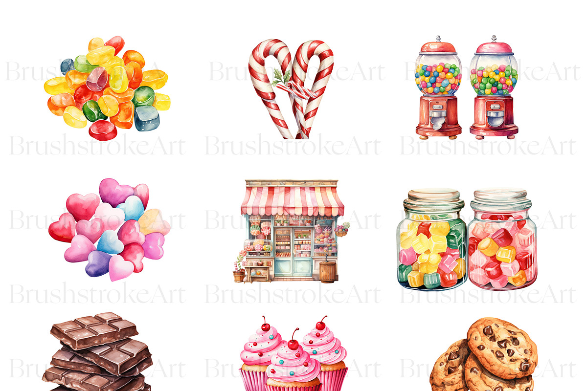 Watercolor Candy Clipart, Sweets, a Food Illustration by BrushstrokeArtGB (Photo 3 of 9)