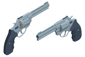 Isometric Set Revolvers Firearms