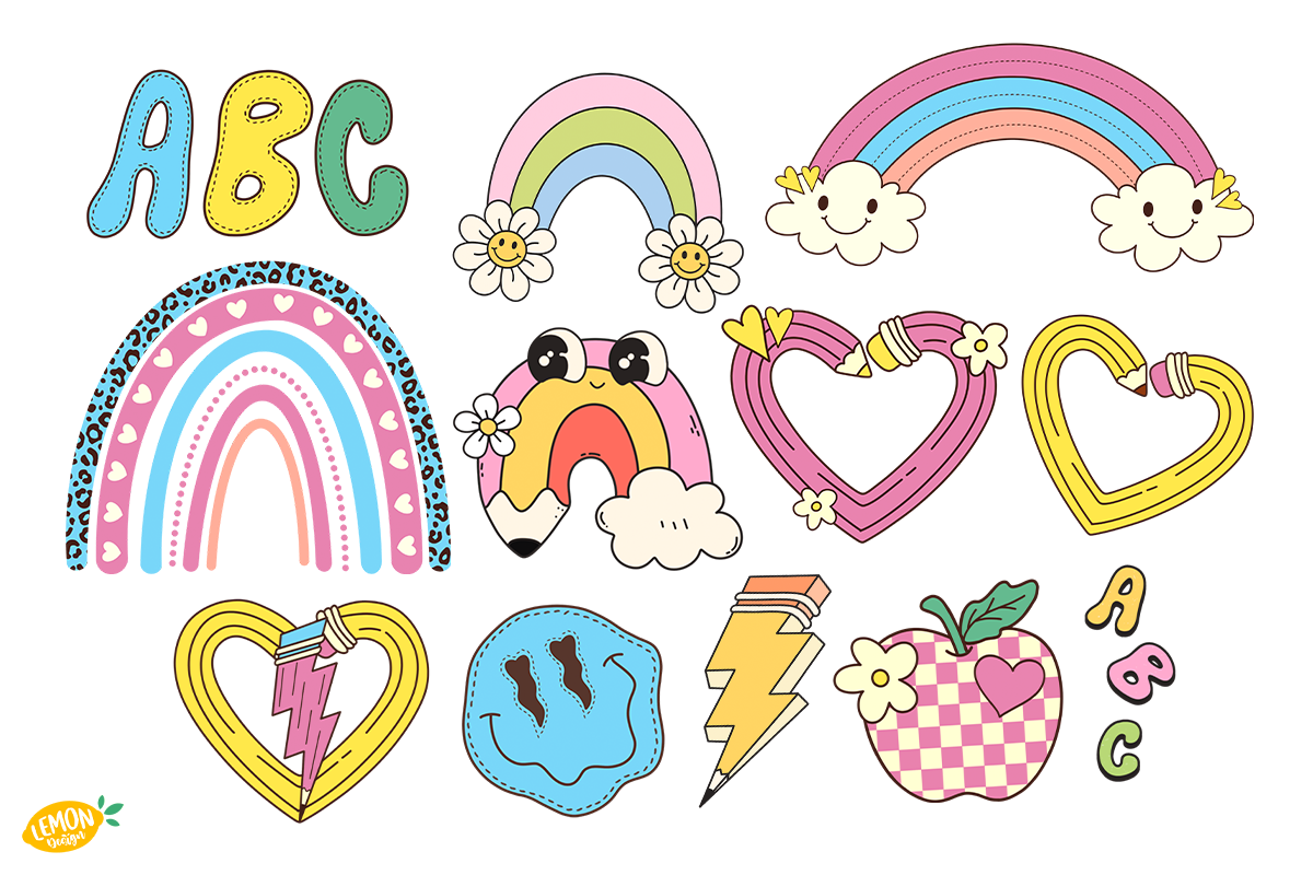 Retro School PNG Clipart Bundle, a Seasonal Illustration by LemonDesign (Photo 3 of 9)