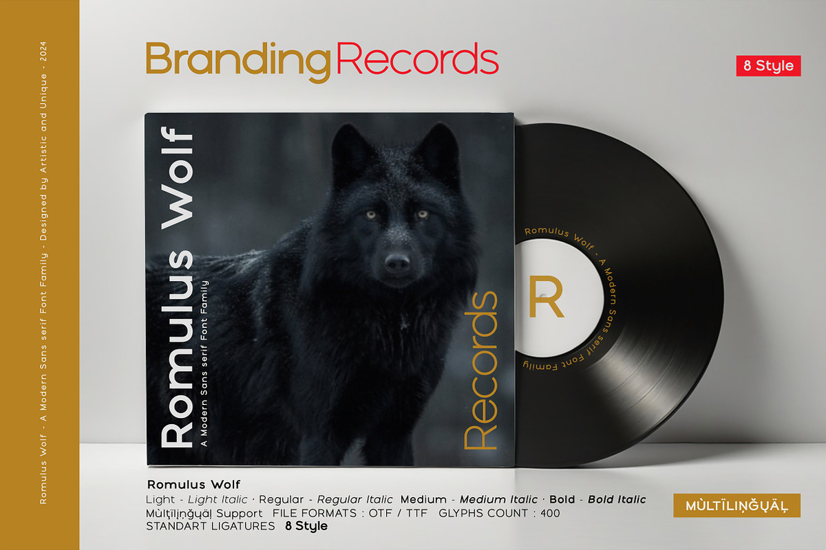 Romulus Wolf-Sans serif font family, a Sans Serif Font by Artistic & Unique (Photo 12 of 15)