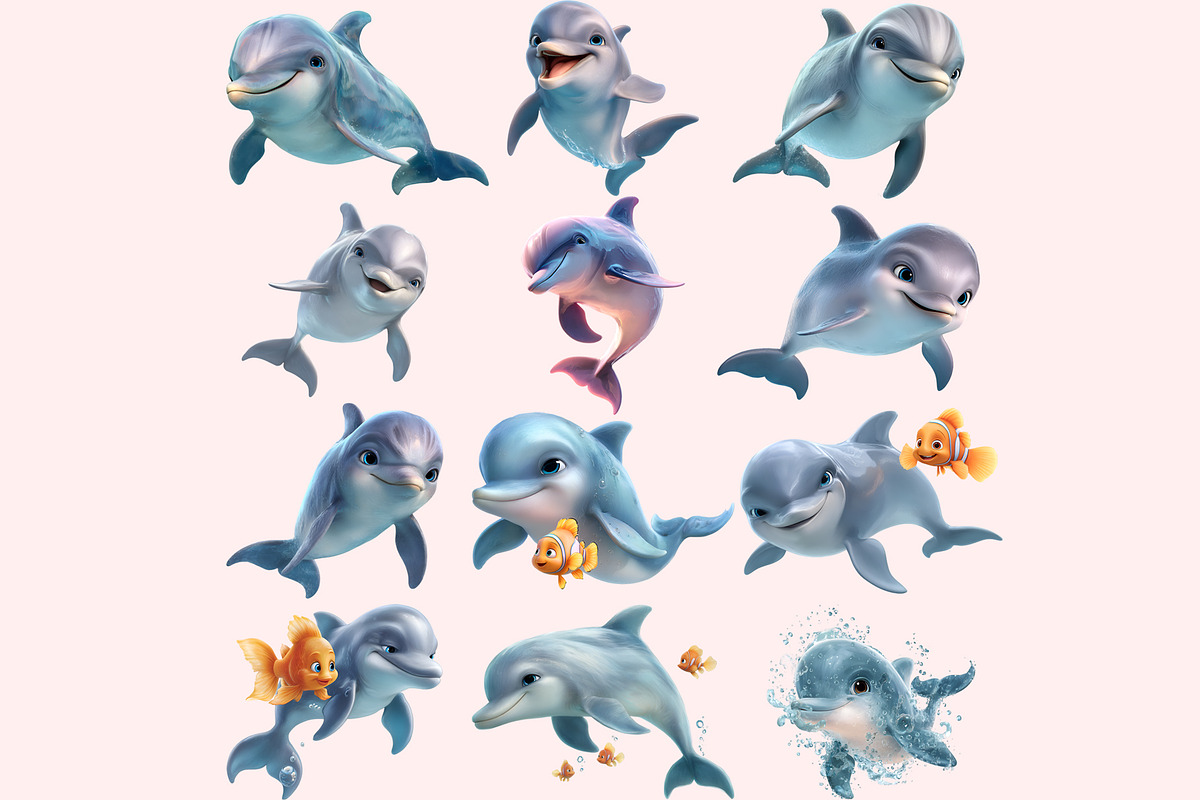 Dolphin PNG Clipart Bundle, a Graphic by M9 Design (Photo 2 of 9)