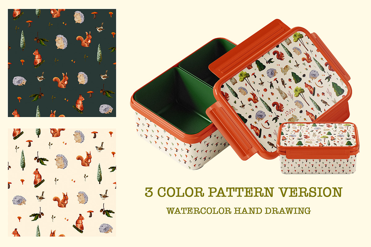Watercolor Woodland Animals, a Pattern Graphic by KlymchukArtworks (Photo 4 of 8)