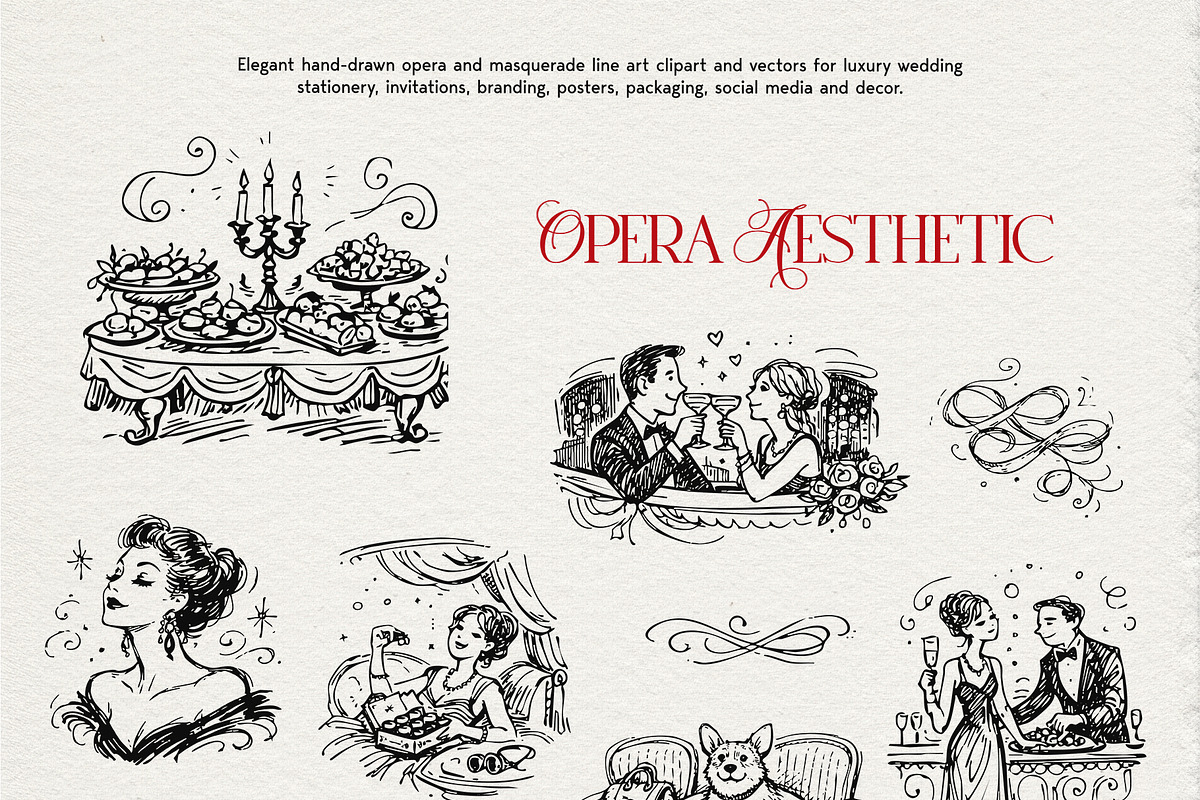 Opera Aesthetic: Vector Line Art, a Decorative Illustration by divanovskaya_nv (Photo 4 of 19)