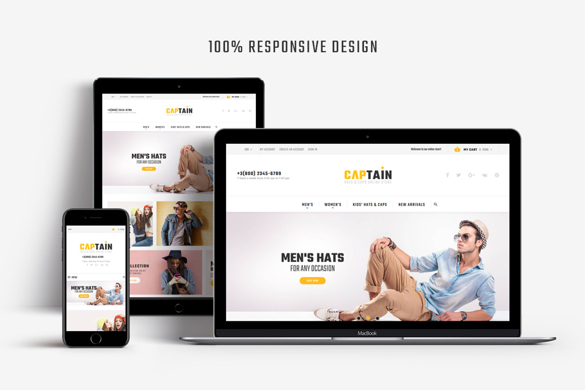 Captain-Hats and Caps Magento2 Theme, a Websites & App Template by Zemez (Photo 2 of 6)