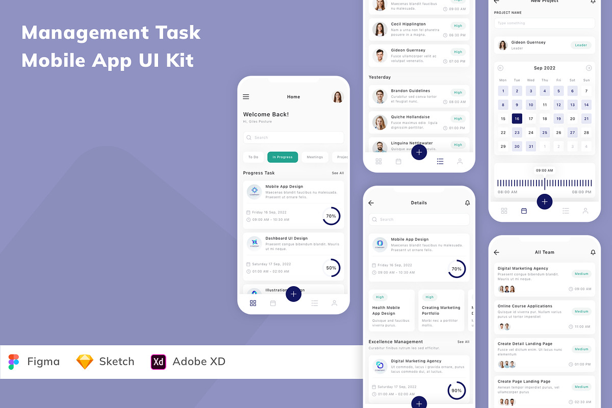 Management Task Mobile App UI Kit, an UI Kit Template by Betush