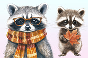 Autumn Raccoons Clipart, a Graphic by CitraGraphics (Thumbnail 3 of 4)
