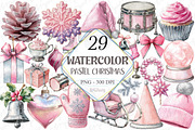 Pastel Silver Pink Christmas Clipart, a Graphic by designcity5 (Thumbnail 1 of 5)