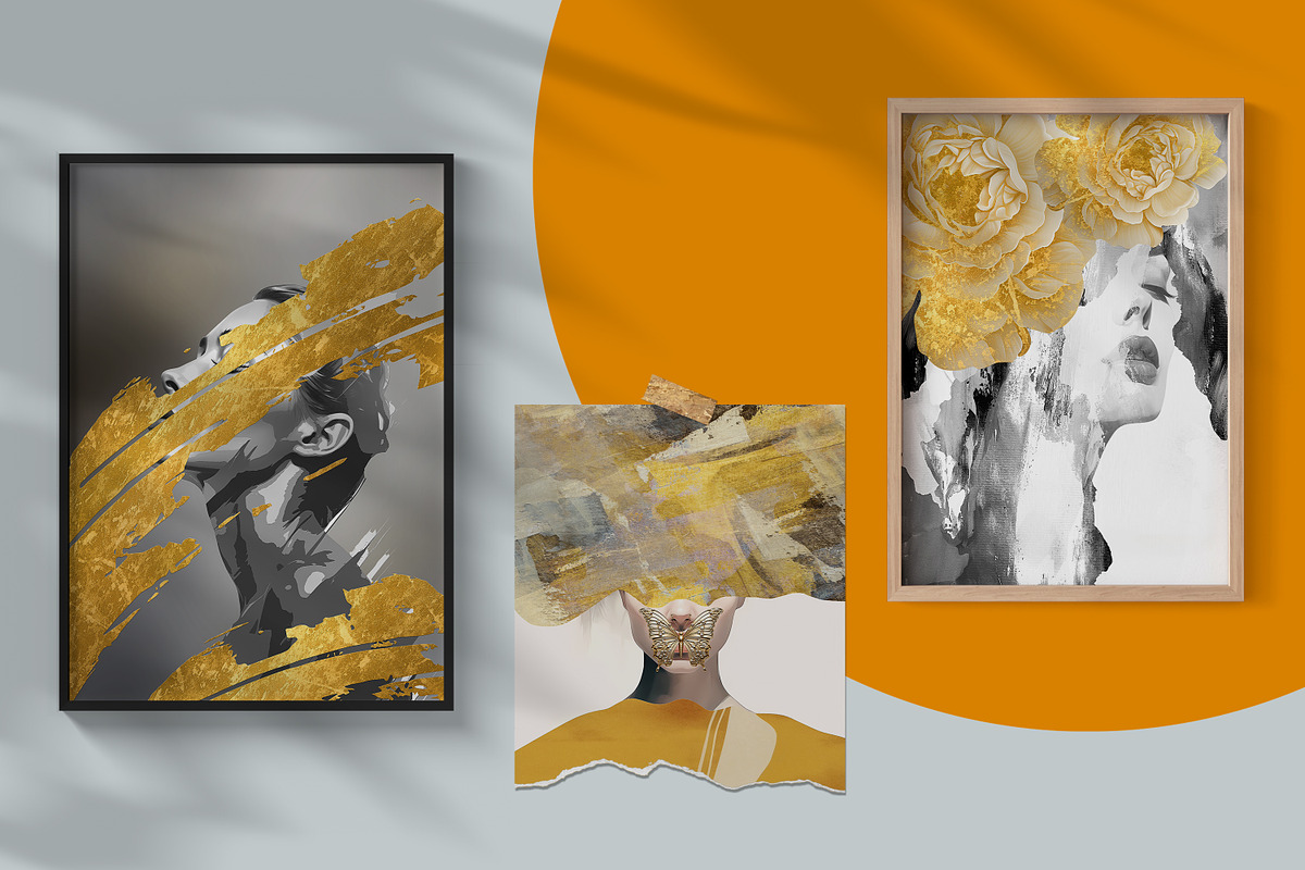 Modern golden female print poster, a Decorative Illustration by Muzi pear studio (Photo 2 of 10)