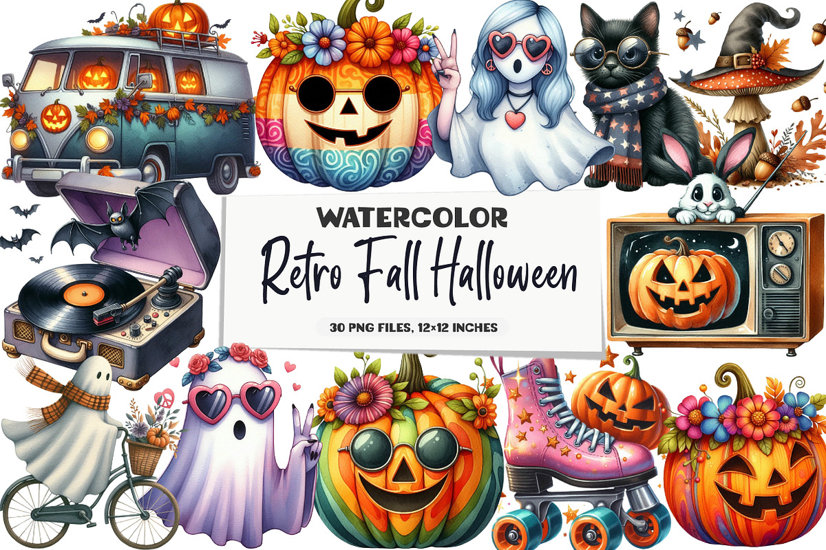 Retro Fall Halloween PNG Clipart Bun, an Illustration by DreamArtGraphic (Photo 1 of 4)