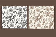 4 Seamless Flowers Dandelion Vintage, a Pattern Graphic by Vintage (Thumbnail 2 of 11)