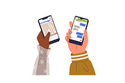 Hands with smartphone screens set, a Technology Illustration by Good Studio (Thumbnail 3 of 4)