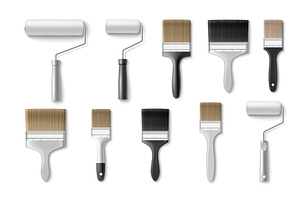 3D paint brush and roller set on, an Object Illustration by art PVP - market