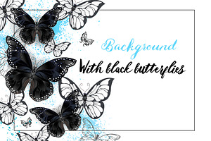 Background With Black Butterflies