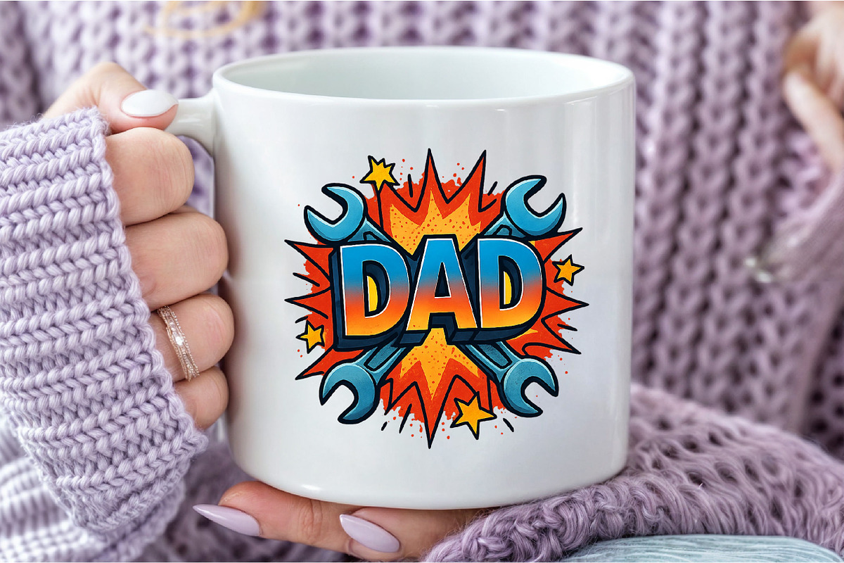 DAD Comic Style Sublimation PNG, an Illustration by DreamCafeArt (Photo 6 of 7)