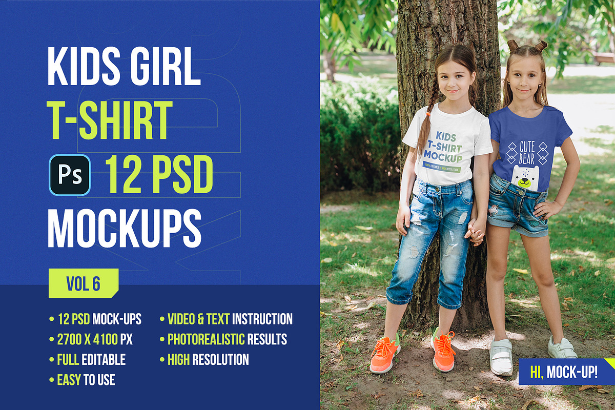 Kids Girl T-Shirt PSD Mockups Vol6, a Shirt Mockup by Hi, Mock-Up! (Photo 1 of 8)