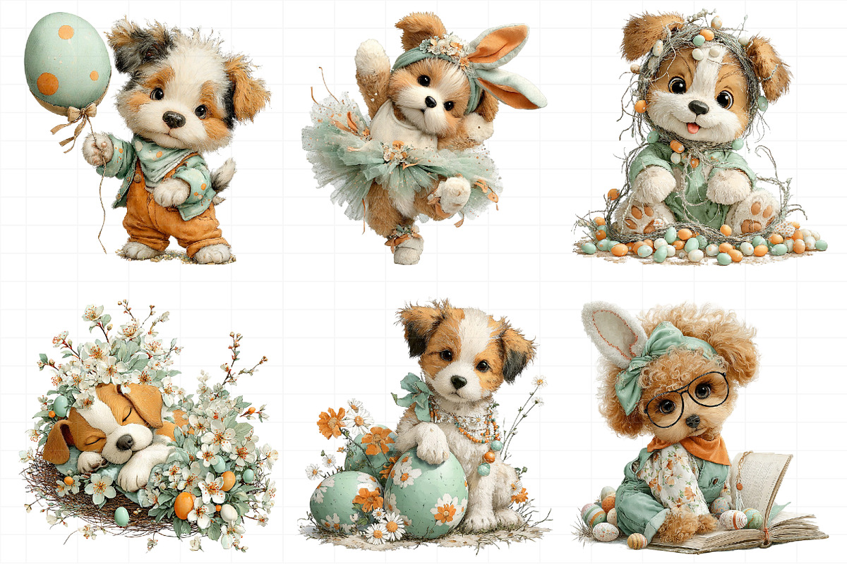 Whimsical Easter Dogs Clipart, an Illustration by Daily.Designs (Photo 3 of 7)