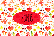 Watercolor autumn clipart., an Animal Illustration by Vikeriya (Thumbnail 5 of 5)
