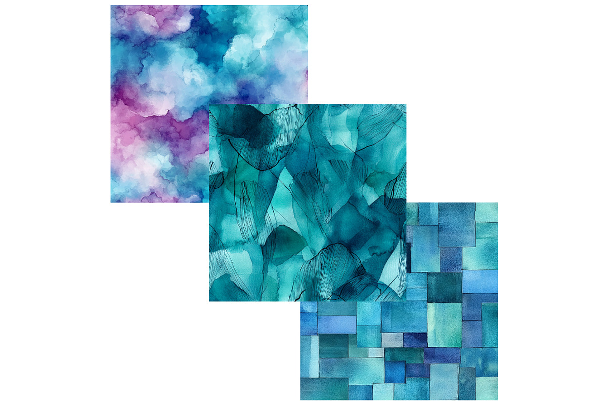 Teal Indigo Abstract Digital Papers, a Pattern Graphic by CitraGraphics (Photo 6 of 6)