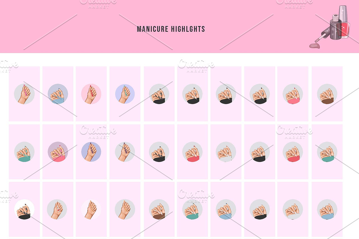 Nail Art,story HIGHLIGHTS + elements, an Illustration by Serghei Caraulan (Photo 2 of 7)