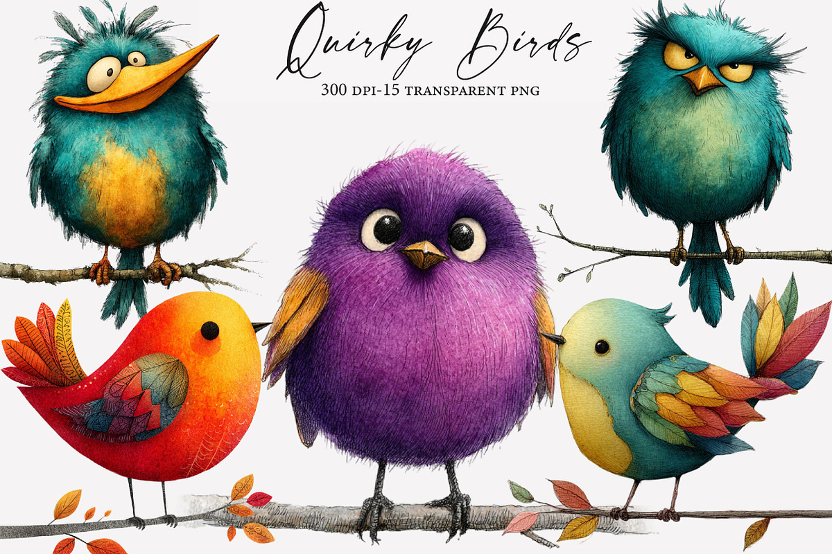Quirky Birds Clip Art, an Illustration by Designworld (Photo 1 of 5)