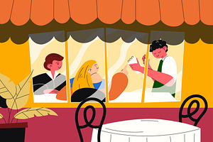 Cream Restaurant Illustration, a Person Illustration by graphicook
