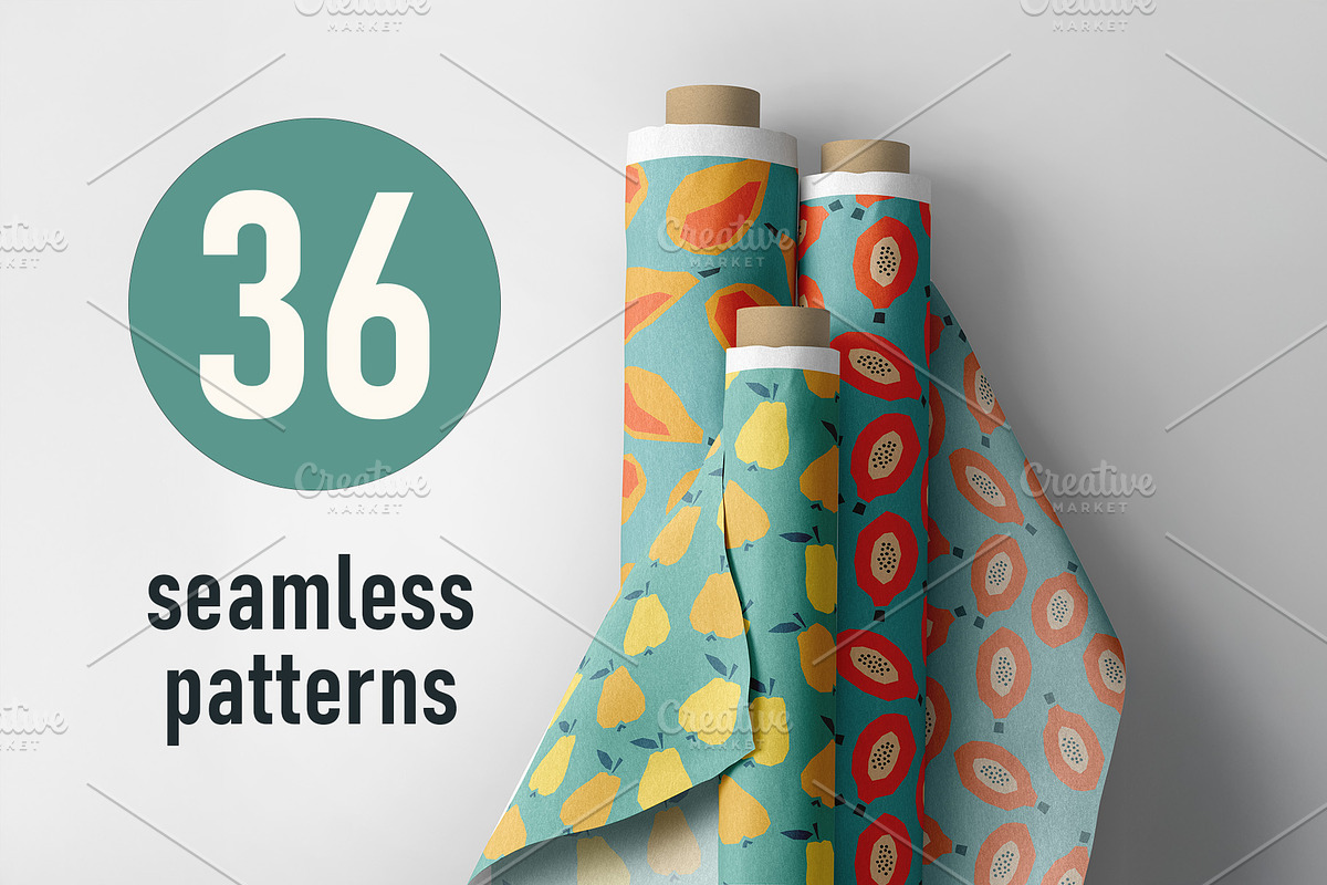 Modern Fruit Seamless Pattern Bundle, a Pattern Graphic by C Design Studio (Photo 1 of 24)