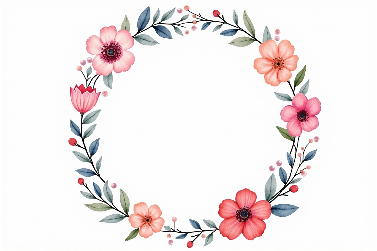 floral wreath, watercolor flowers,, a Graphic by Creativeshirt (Photo 10 of 11)