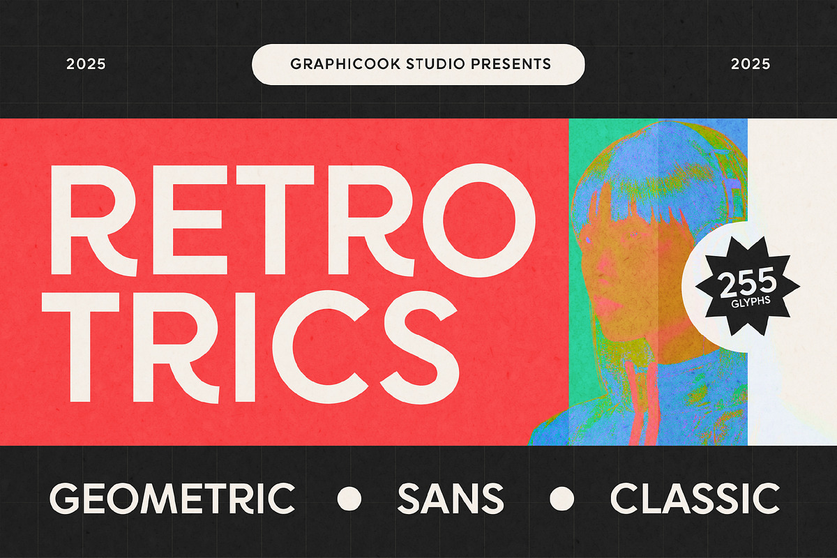 Retrotrics, a Sans Serif Font by graphicook (Photo 1 of 10)