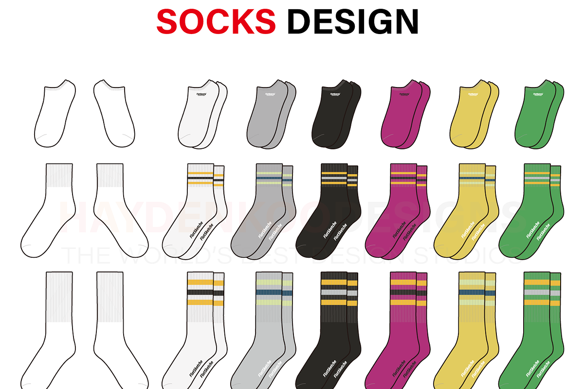 Socks Fashion Flats Vector, a Merchandise Mockup by HYDNSTUDIO (Photo 2 of 2)