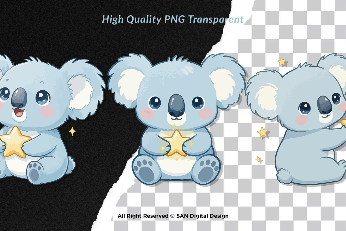 15 Bundle Watercolor Blue Koala Kids, an Animal Illustration by Morspective (Photo 2 of 8)