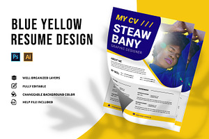 Blue Yellow CV & Resume