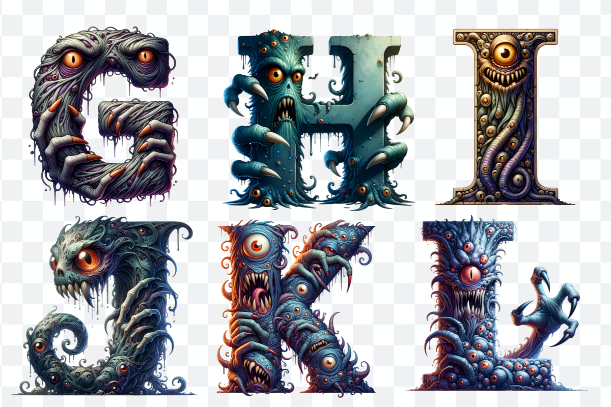 Monster Font Alphabet and Numbers, a Symbol Font by Bubble Pixel (Photo 4 of 8)