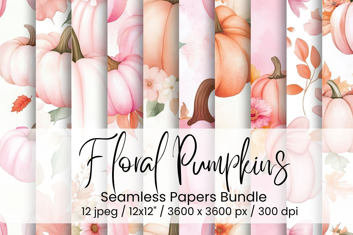 Floral Pumpkin Seamless, an Illustration by Mashimara (Photo 1 of 6)