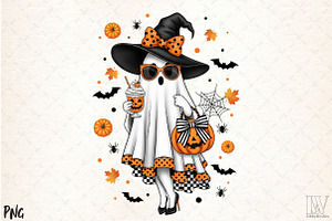 Halloween Ghost Sublimation PNG, an Illustration by Libby Wishes