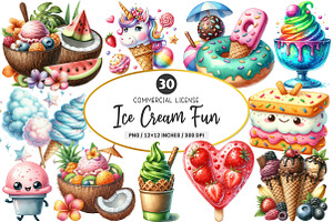 Ice Cream Fun Collection, an Illustration by SinaCreation