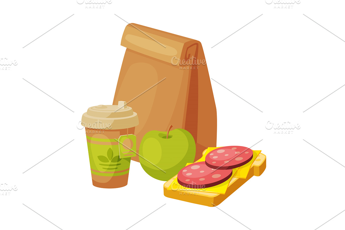 Paper Bag Package with Healthy, a Food Illustration by TopVectors