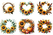 Sunflower Wreaths Clipart, an Illustration by DreamArtGraphic (Thumbnail 2 of 5)