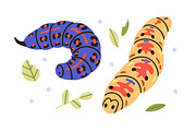 Cute caterpillars, funny larvas set, an Animal Illustration by Good Studio (Thumbnail 2 of 8)