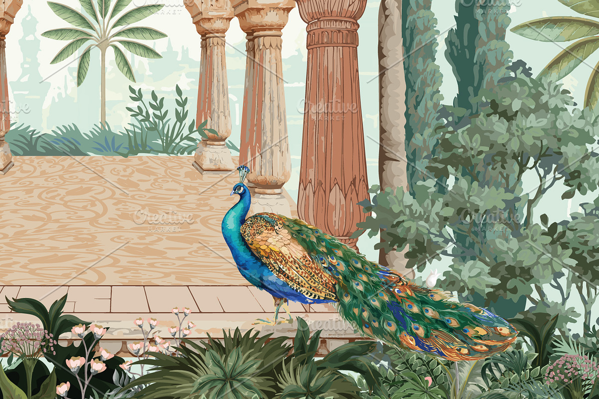 Traditional Mughal seamless pattern, a Decorative Illustration by Mughal Wallpaper (Photo 2 of 6)