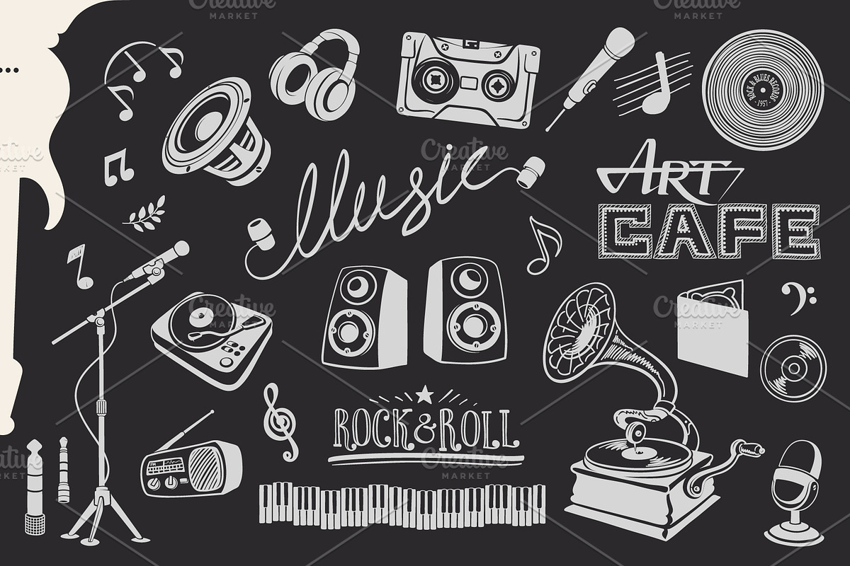 Retro Music Illustrations & Decor, a Decorative Illustration by Adiemus (Photo 3 of 6)